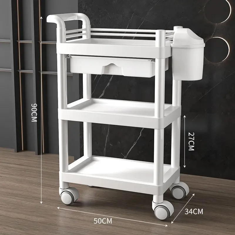 Professional Beauty Salon Cart - Lightweight Plastic Mobile Trolley with Wheels for Cosmetic  & Equipment Storage view 3