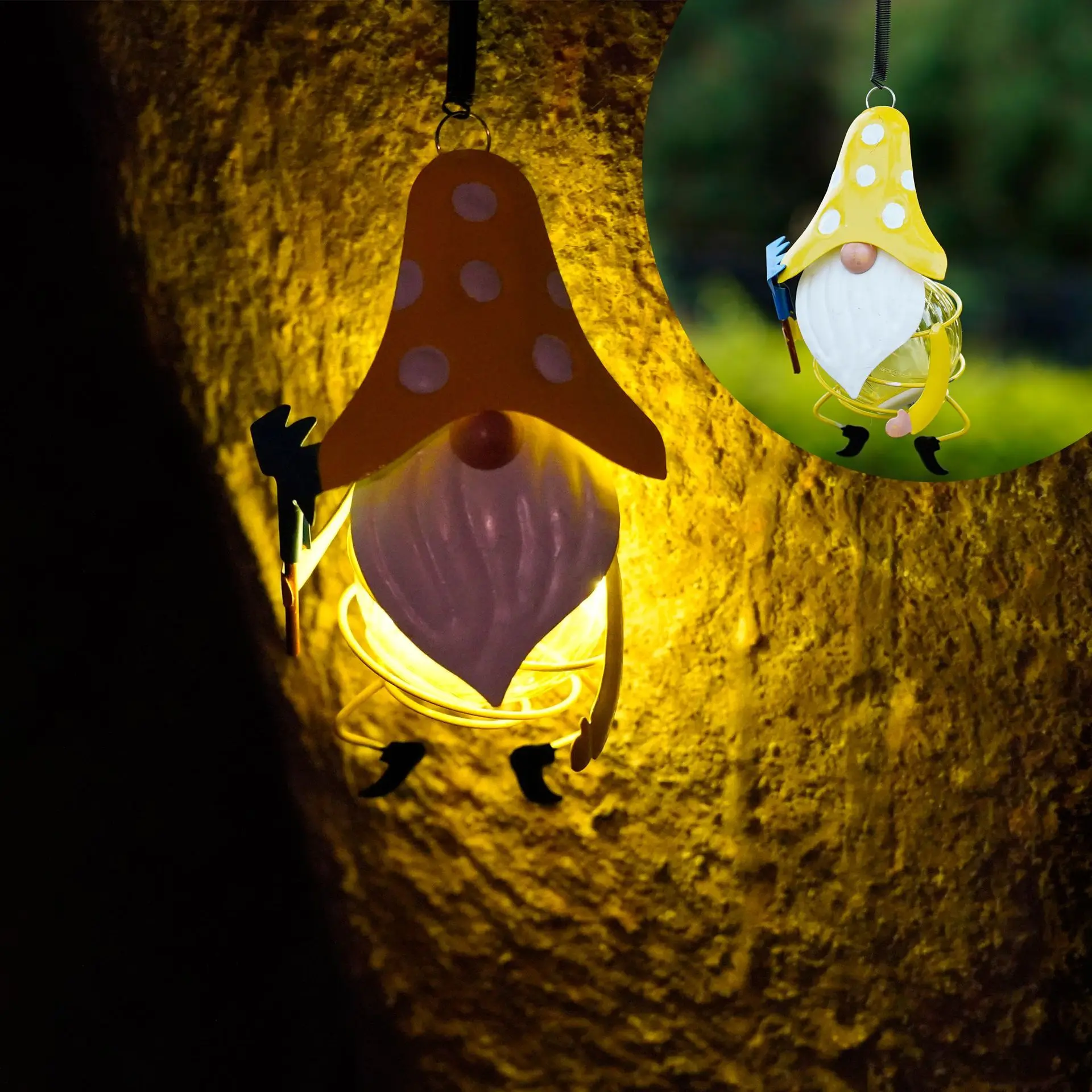 

Hanging Solar Dwarf Light Garden Art Decor Fairy Waterproof Lamp Outdoor Solar Lantern for Patio Yard Porch Balcony Christmas