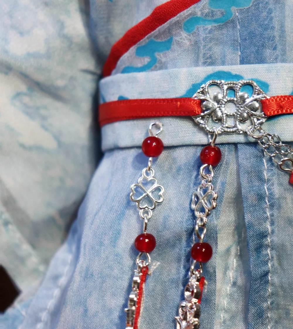 TV original fu shan hai li chenhou cheng yi artesanal azul vermelho antigo terno para 20cm boneca brinquedo roupas cosplay p