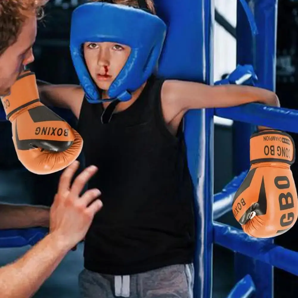 

1Pair Breathable Boxing Gloves PU Leather 6oz Unisex Punching Gloves Muay Thai MMA Punching Karate Training Gloves for Children