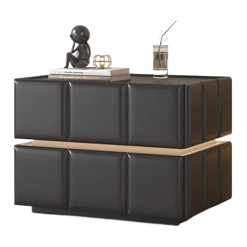 منظم طاولات ليلية كلاسيكية حديثة خشبية سوداء فريدة من نوعها للتخزين طاولات يابانية بسيطة أثاث منزلي من De Chevet