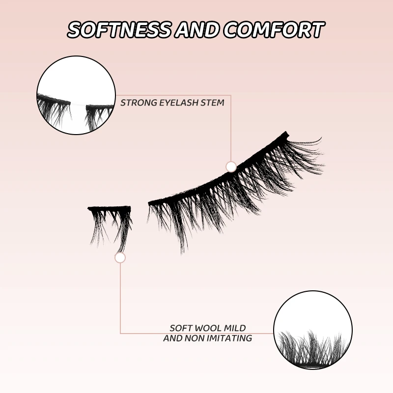 DINGSEN 4 pares de cílios de gato meia cílios naturais 3D cílios de olho de gato cílios postiços com extremidade alada cílios alongados cílios postiços