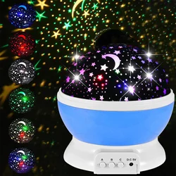 Starry Sky Projection Light 360 Rotating Sky Moon Lamp Support USB Plug In Battery Power Supply Home Bedroom For Birthday Gift