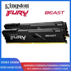 Kingston-Mémoire RAM de bureau BEAST, DDR4, 8 Go, 16 Go, 32 Go, 3600, 3200, 2666, 2400 MHz, 288Pin, DDR4, DIMM, 1.2V, PC4-21300 25600, 28800