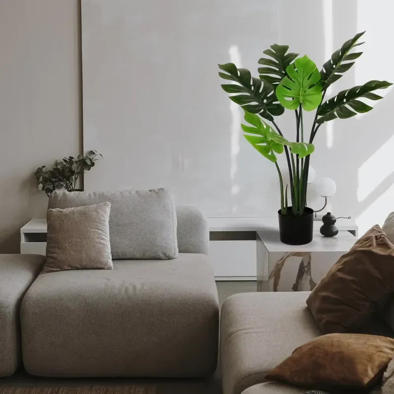 Simulation Green Plastic Artificial Palm Tree Potted Decorative Gel Texture with Turtle Back Leaf Artificial Plant