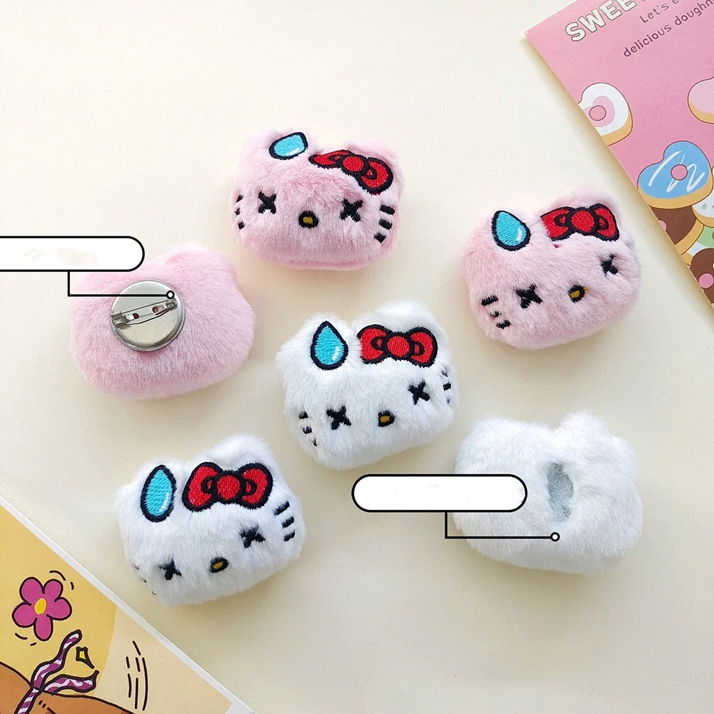 New  Hello Kitty Plush Brooch Cartoon Cinnamoroll Bag Clip Clothes Scarf Accessories Keychain Accessories Doll Wholesale