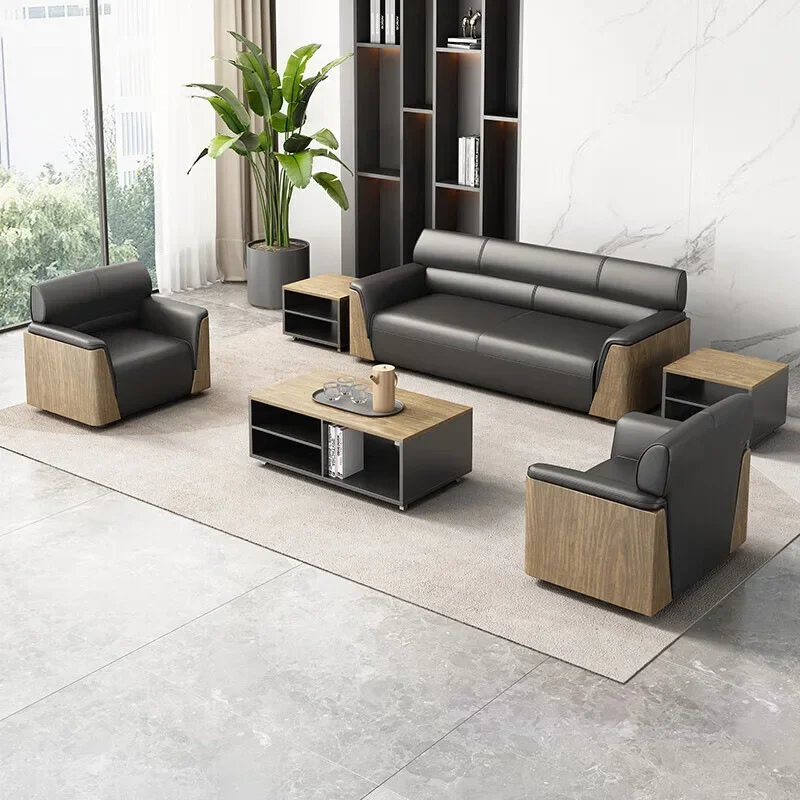 

Office sofa simple business meeting sofa coffee table combination set modern meeting single leisure reception room