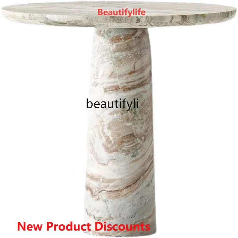Affordable Luxury Style Simple Marble Sofa Side Table Designer Living Room Creative Art round Tea Table