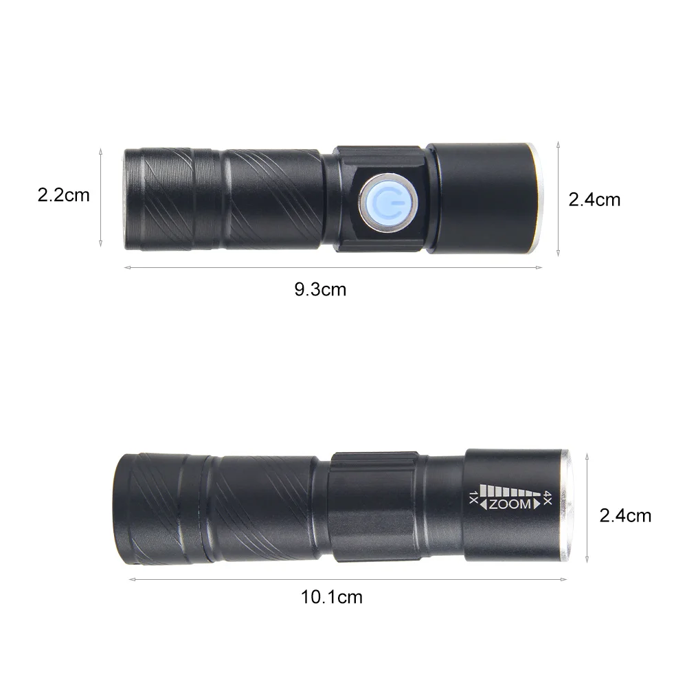 Tocha Ultravioleta Recarregável USB, Poderoso Mini LED Tocha, Telescópico Zoomable Blacklight, Luz UV, 395nm, 3 Modos