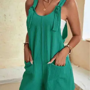 Short Casual Summer Jumpsuit Women's, Loose Jumpsuit, Sleeved Jumpsuit with Pocket Kood Handle, 2024 6 Main Sales Short Jumpsuit - №2