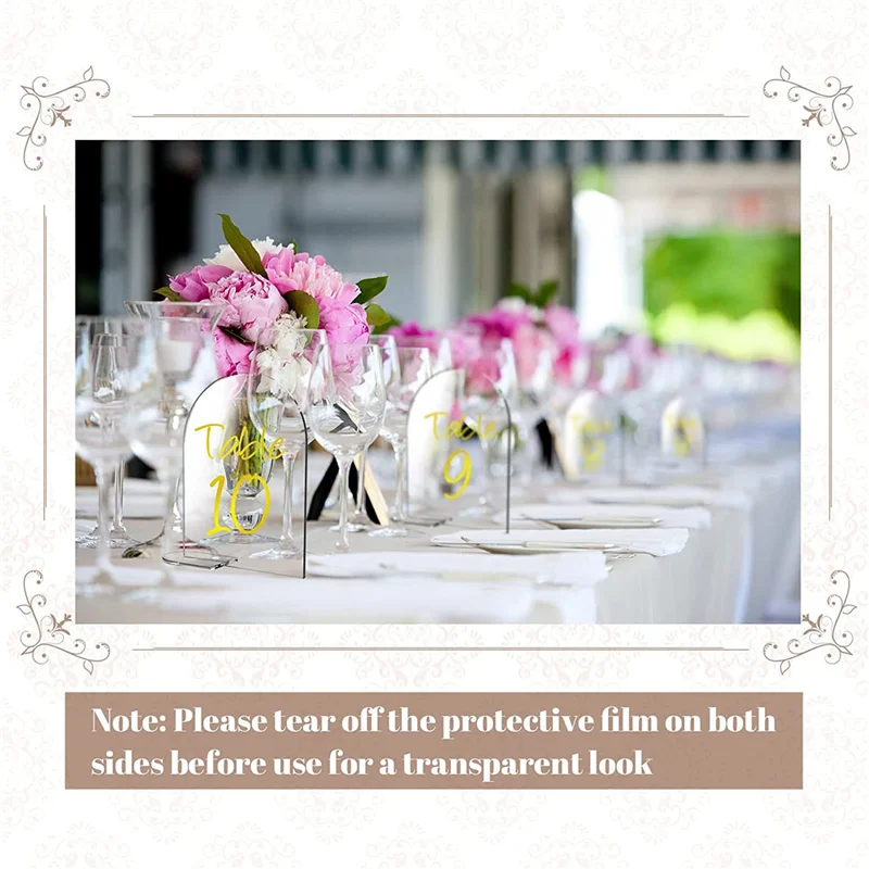 

ABSE-50 Sets 4 X 6 Inch Clear Arch Acrylic Sign With Stand Blank Arched Round Top Sheet Arch Table Numbers For Wedding