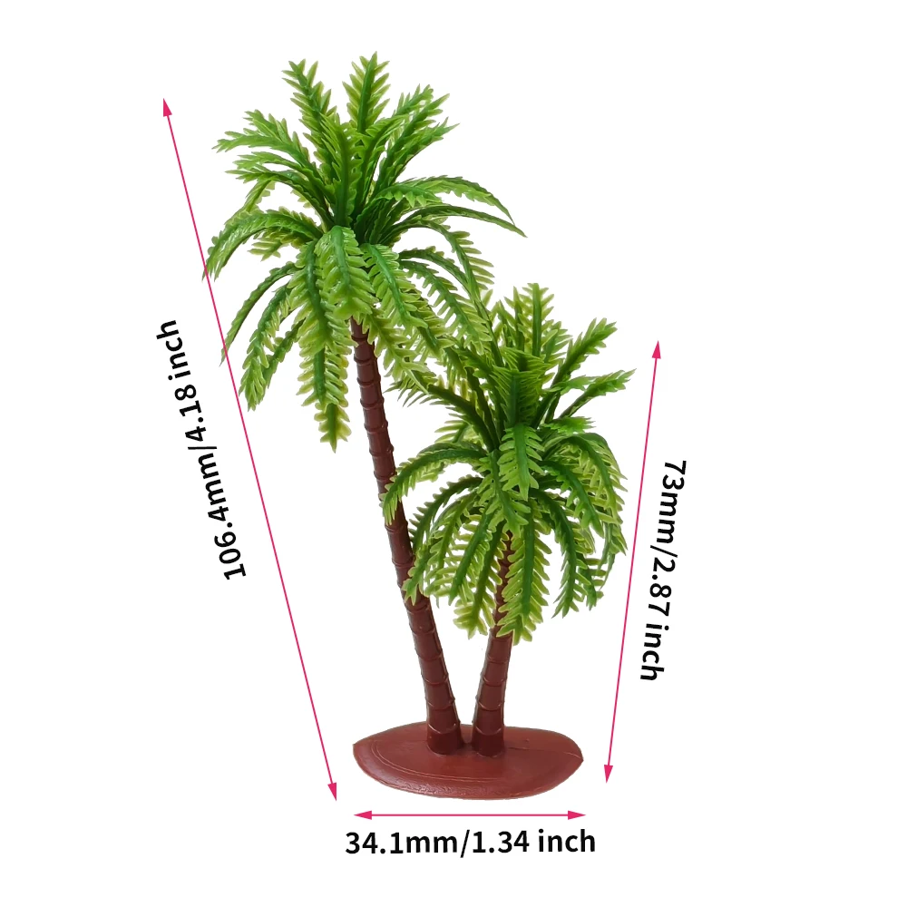 10PCS Miniature Palm Trees Artificial Plants for Diy Model Making Railway/Micro Landscape/Diorama/Sandtable Buliding Layout