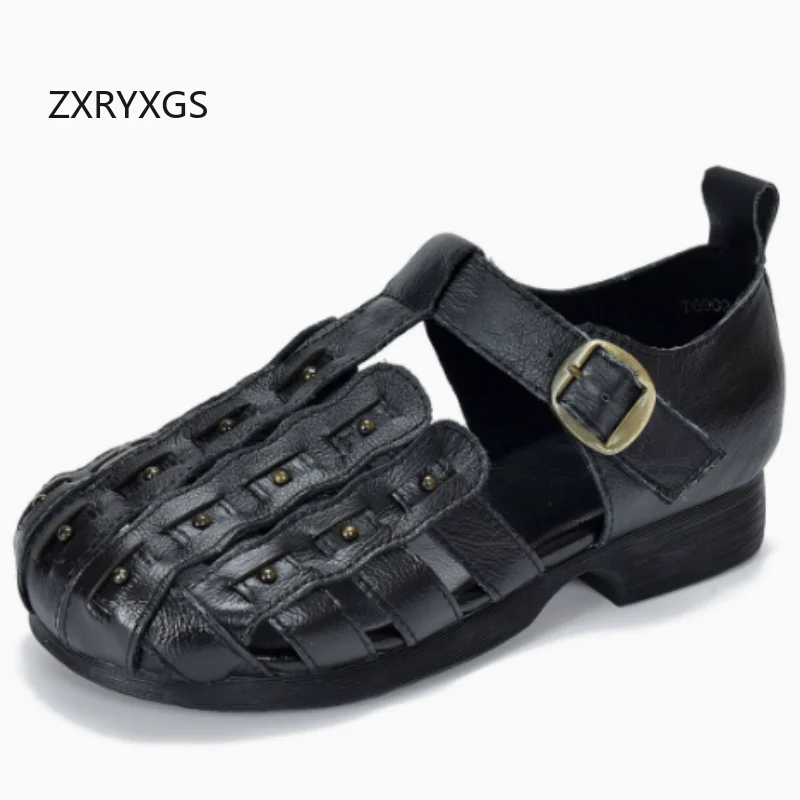zxryxgs-top-layer-cowhide-round-toe-side-open-women-modem-sandals-new-2026-elegant-comfortable-real-leather-shoes-roman-sandals