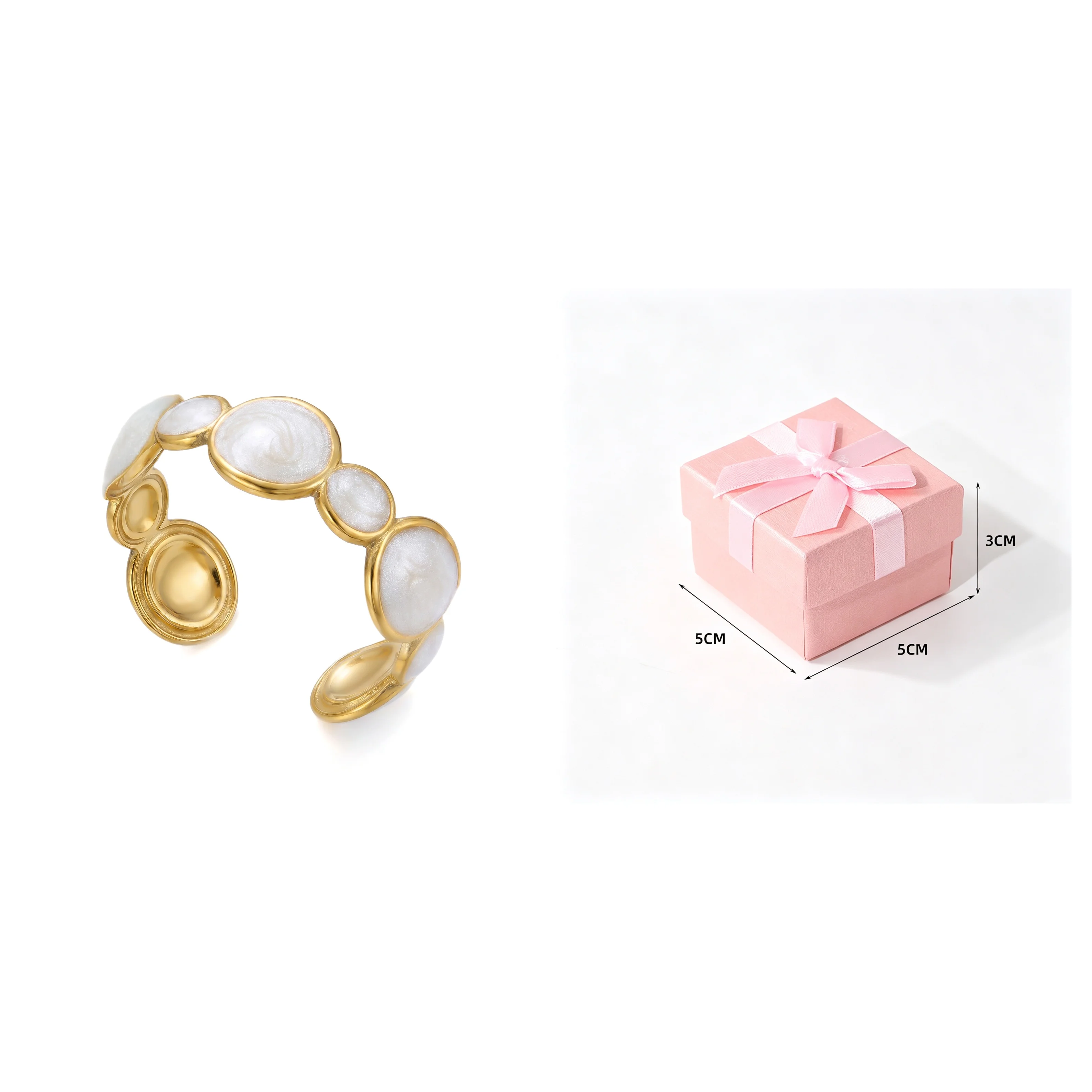 Women's Imitation Pearl Drop Enameled Open Ring