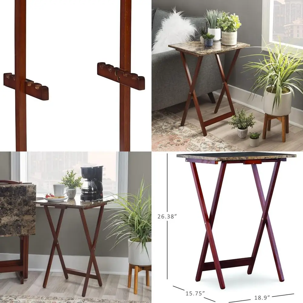 

Set of 4 Faux Marble Tray Tables with Stand by Nikki Brown