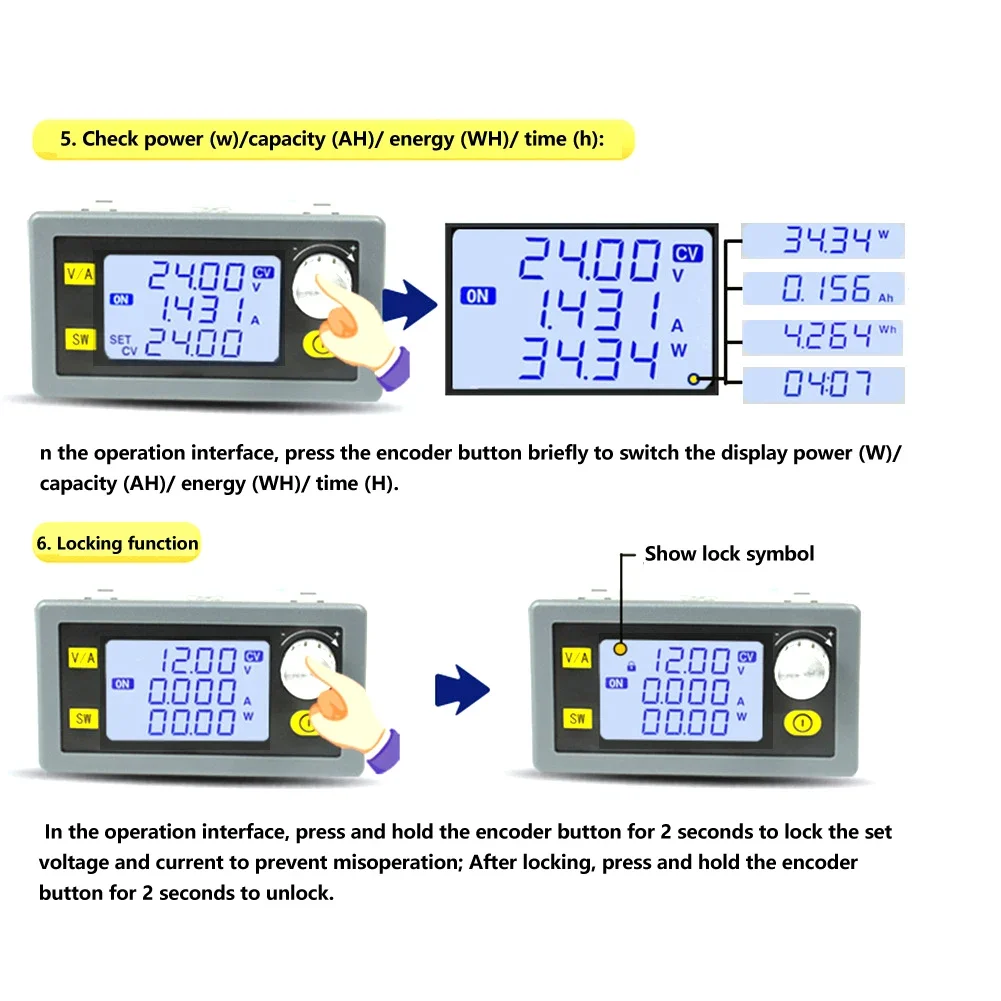 Automatic Step Down and Large Screen Display in a Constant Voltage and Constant Current CNC DC Regulated Power Supply