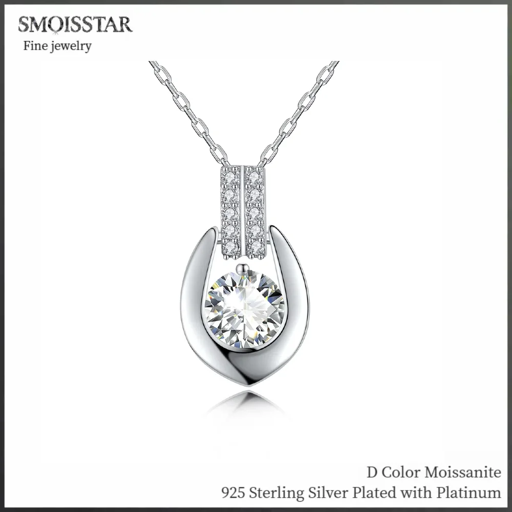 

Серебро S925, серебро S925, 1 карат, кулон в форме подковы, муассанитовое ожерелье, ожерелье-капля для женщин, сертифицированное GRA