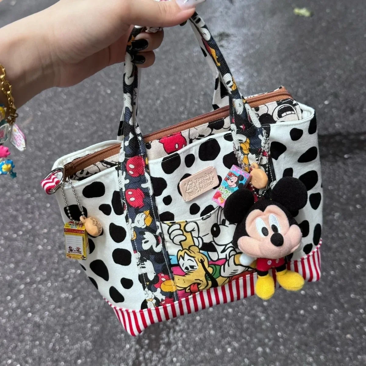 Nova disney mickey bolsa de lona dos desenhos animados bonito almoço saco de um ombro crossbody pequeno saco elegante deslocamento grande capacidade