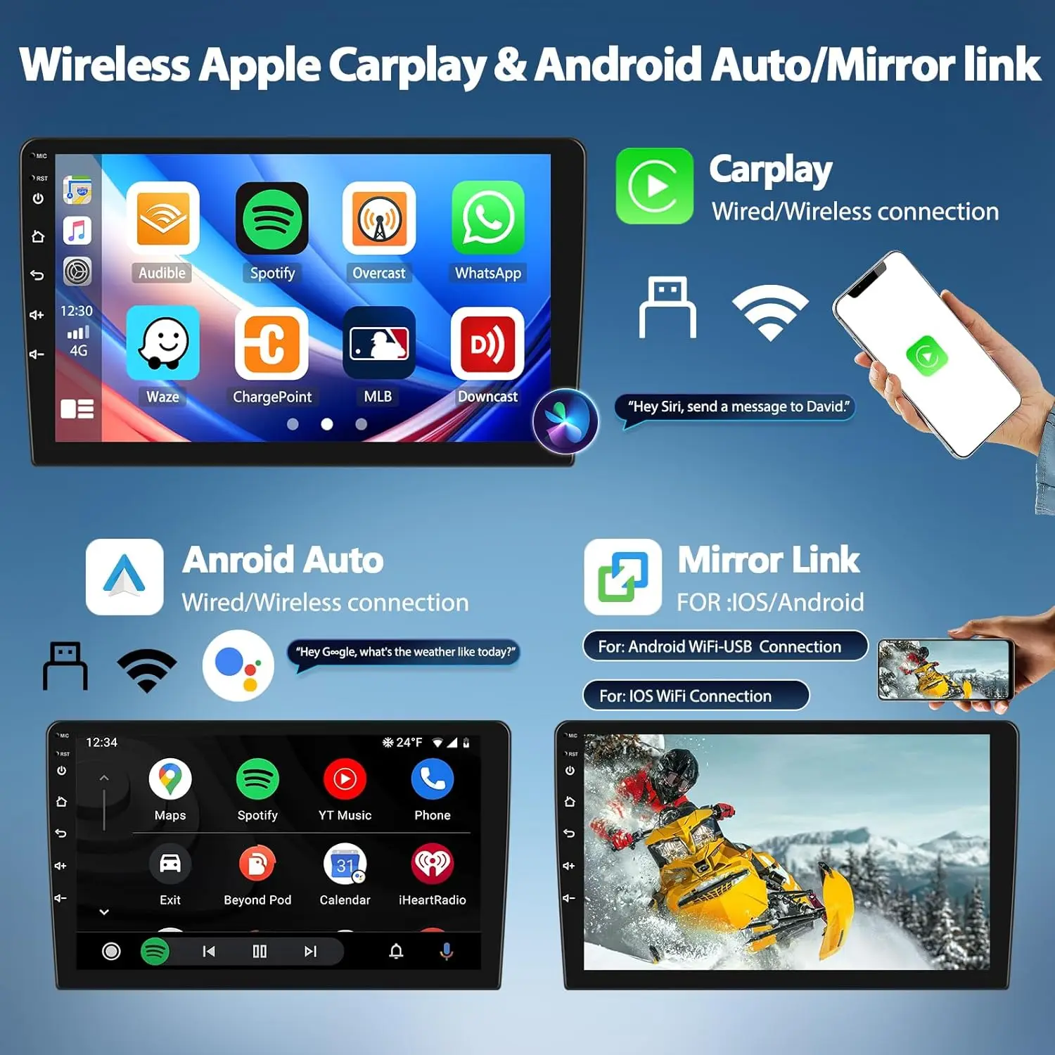 Android 16 Carplay Auto For Toyota Avensis 2008 2009 - 2015 Car Radio GPS WIFI+4G Stereo Video Player 2Din 360 Camera Navigation