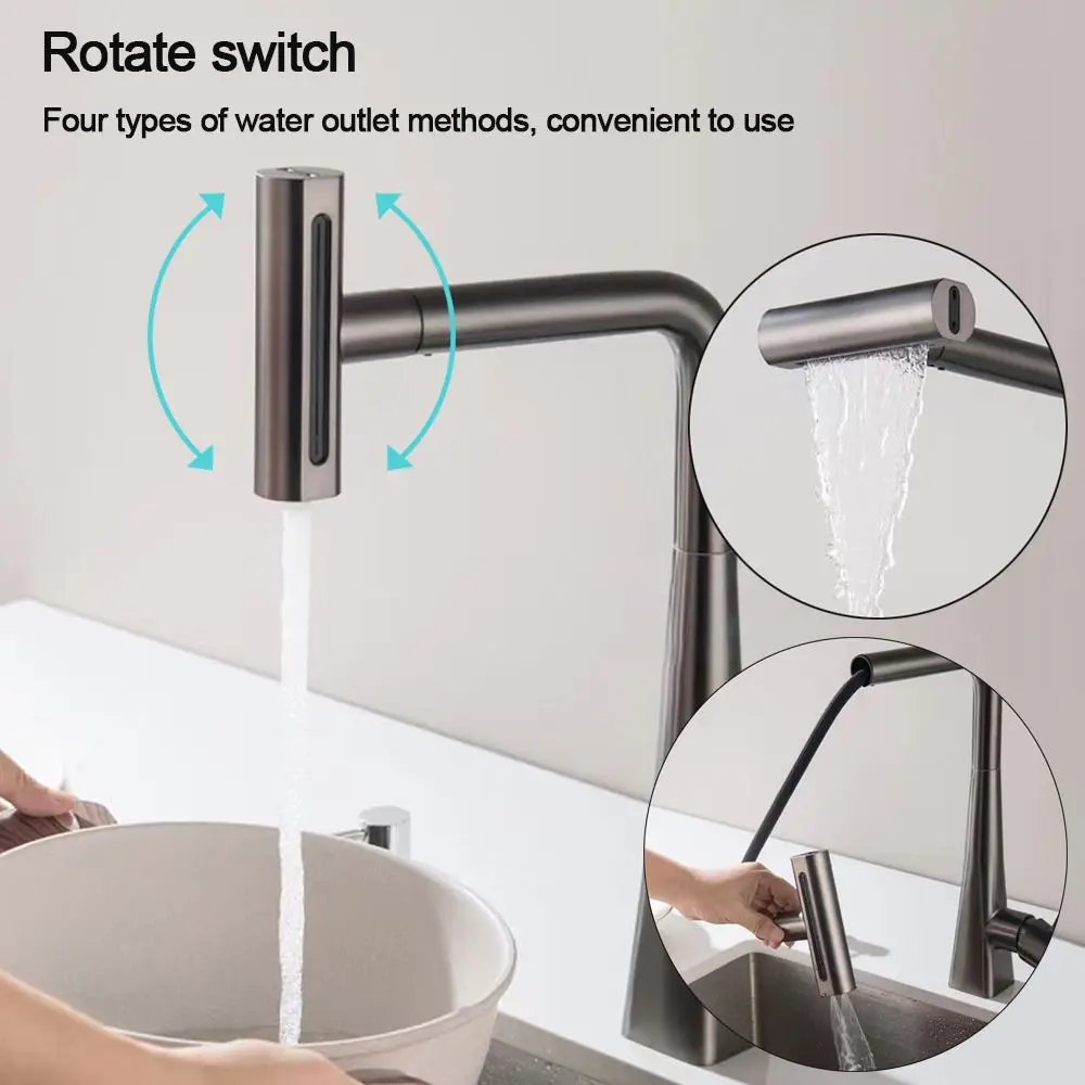 Water Saving Pull-out Kitchen Faucet Nozzle Universal Adjustable Anti-splash Sprayer Nozzle 4-Mode Faucet Sprayer Head