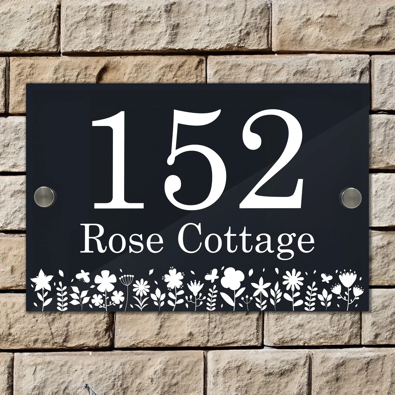 Placa de casa personalizada pequena margarida design metal stand-off placa sinal de endereço comunitário novo lembrança de casa