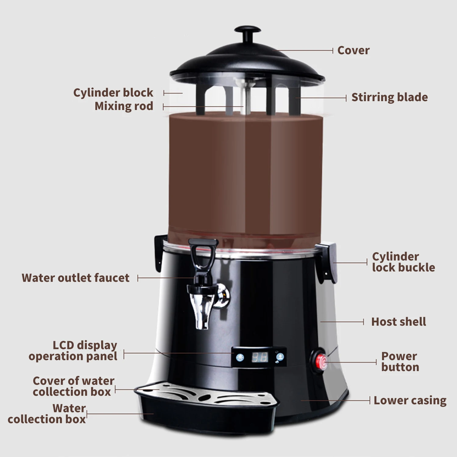 Commercial 10 Liter Hot Chocolate Dispenser New Water-Based Milk Drink Dispenser