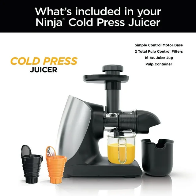 Cold Press Juicer Pro - Powerful Slow Juicer with Total Pulp Control - Cloud Silver, JC100