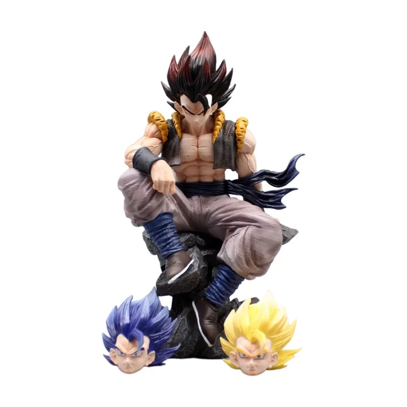 

Dragon Ball Gogeta Anime Figure 22 And Half Cm Three Head Replaceable Model Statue Collection Desktop Decoration Ornament Gift
