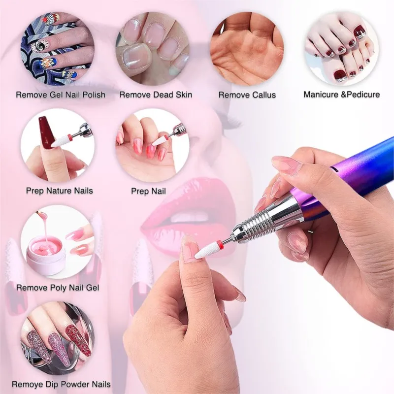 Perceuse à ongles électrique professionnelle Rechargeable 35000 tr/min, lime à ongles pour acrylique, Gel, manucure et pédicure, outils de forme de polissage