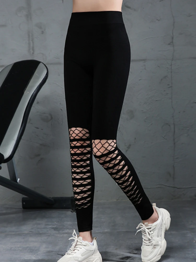 New Hollow Out Black Gym Fitness Sexy Leggings Women Yoga Pants Sports Running Jogging Workout Leggins Mujer