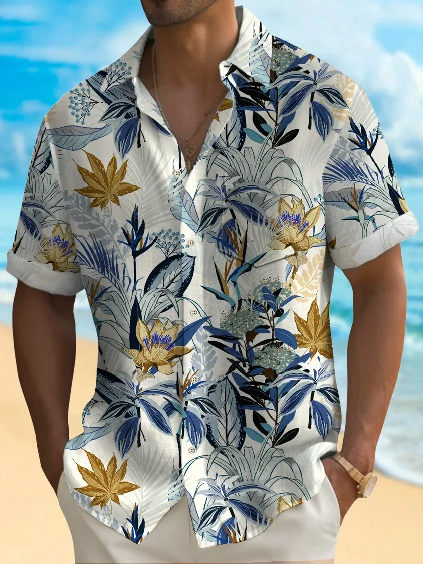 

2026 Hawaiian Beach Casual Men's Outdoor Street Style Button-Down Shirt Perfect for Island Vacation Attire