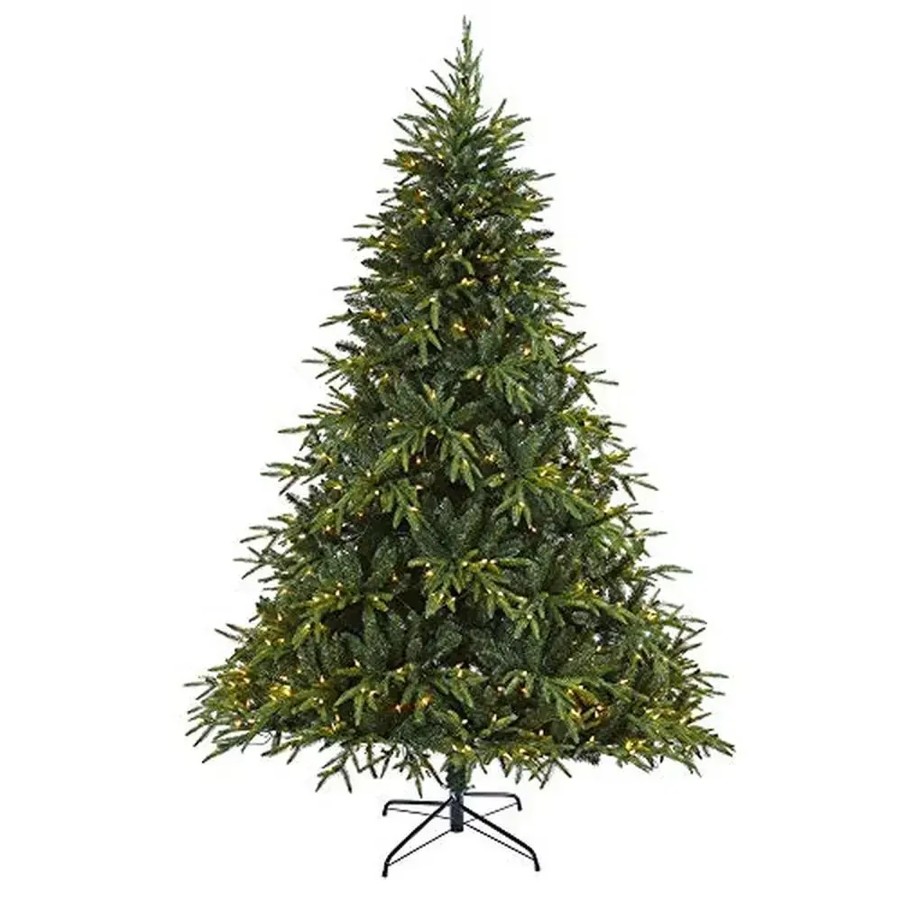 7.5ft Colorado Mountain Fir LED Artificial Christmas Tree 3048 Bendable Branches Maintenance-Free Seasonal Décor Look with 600