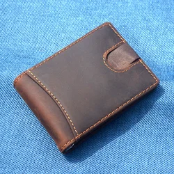 Personalized Genuine Leather Money Clip Wallet EU USA Euros Personalized Gifts Money Holder with Front Pocket