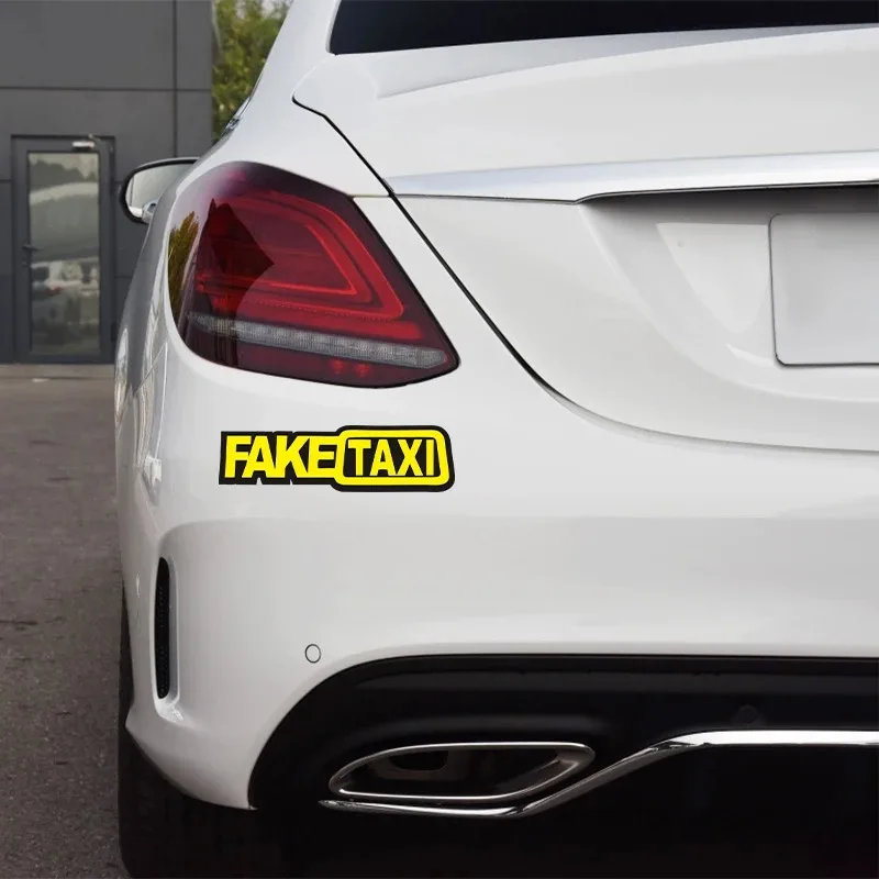 2pcs 2D Flat FAKE TAXI Letter Vinyl Sticker, Waterproof Decal for Car Motorcycle Window Door Decor, Holiday Gift