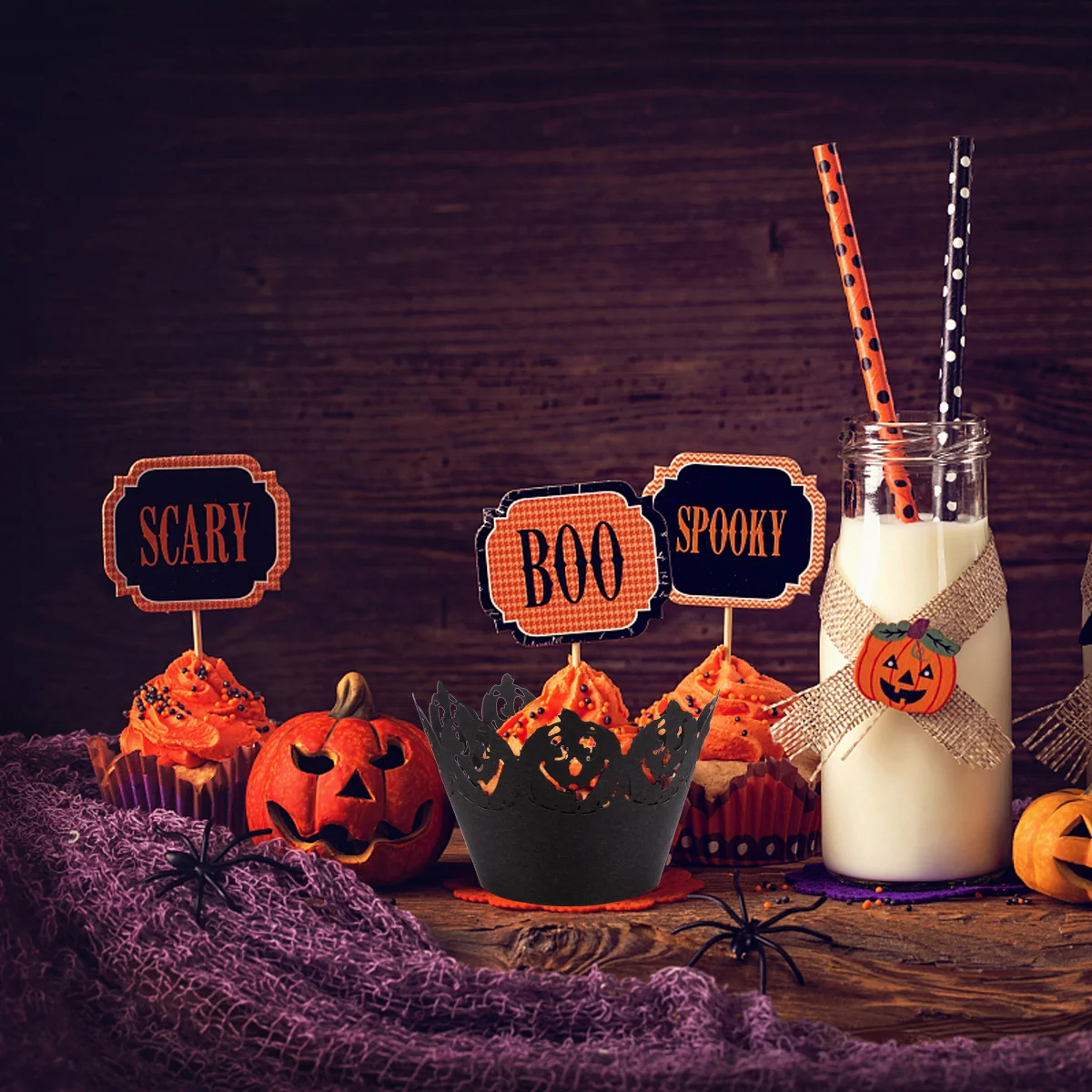 

36Pcs Cupcake Wrapper Halloween Hollow-Out Black Paper Cake Cup Muffin Wrapping Paper Dessert Wrapper Party Cake Decoration