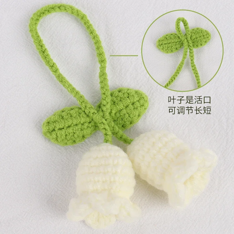 Handmade Flower Knitted Keychain Keyring Women Crocheted Wool Flower Leaf Bag Pendants Car Key Ring Fresh Handbag Charms Gifts