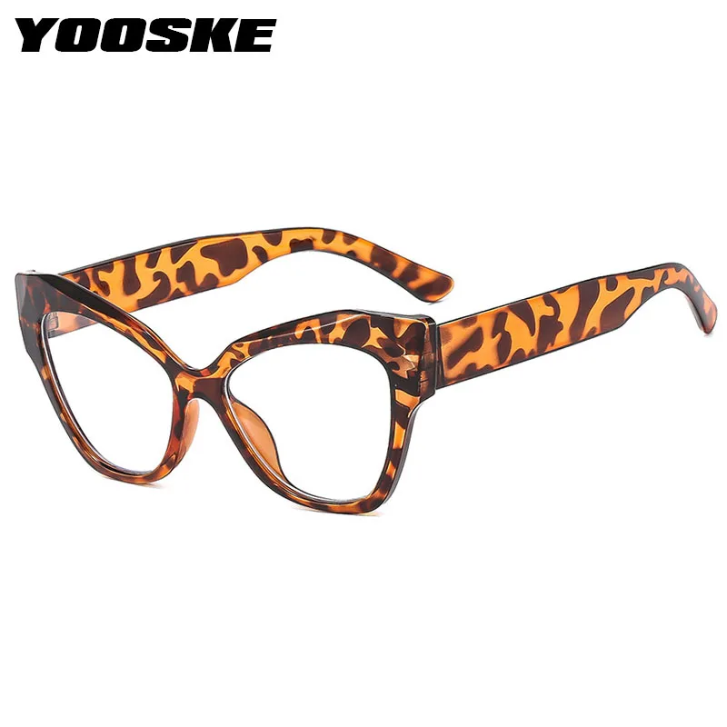 YOOSKE Fashion Cat Eye Glasses Frame Ultra Light  Anti Blue Light Flat Eyeglasses Personalized Spectacle Frame