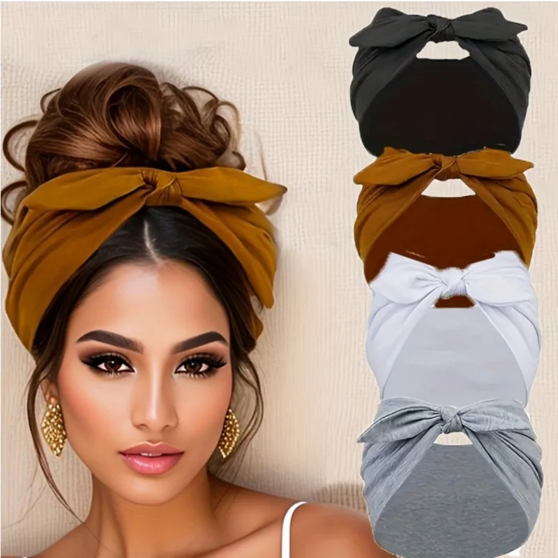 Solid Color Bow Sports Hair Band Yoga Hair Band Fashion Women's Sweat Absorbent and Antiperspirant Hair Band Yoga