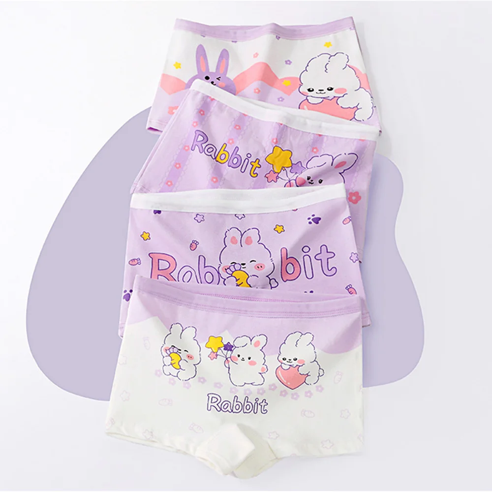 

4 шт./лот, трусы для девочек, нижнее белье из тонкого хлопка, милые трусики с мультяшным принтом, детские дышащие мягкие здоровые трусы