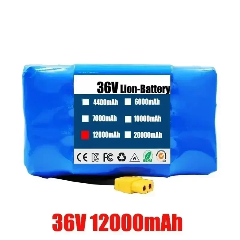 Echte 36V 12Ah 10s2p Akkus, wiederaufladbarer Lithium-Ionen-Akku für elektrisches, selbstausgleichendes Roller-HoverBoard-Einrad