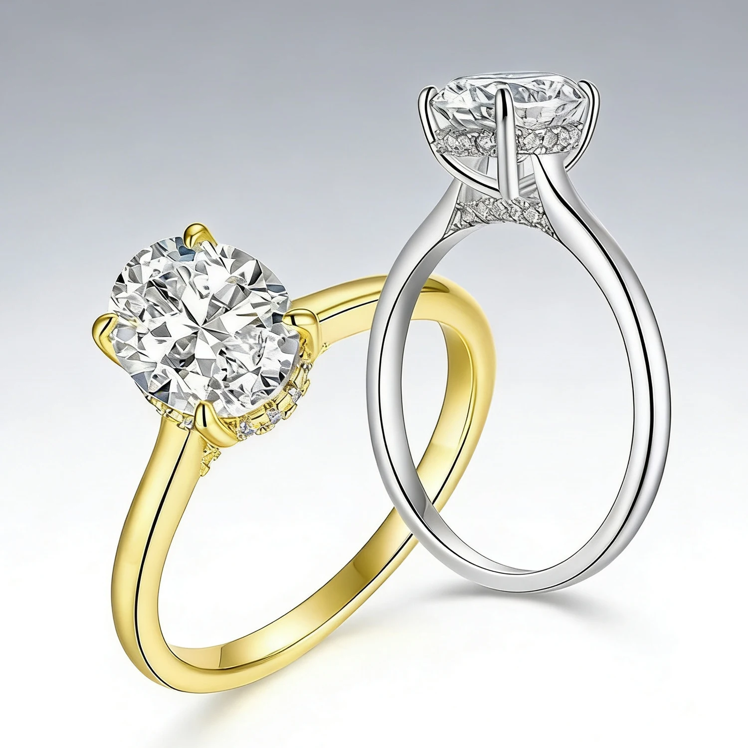 Real 2ct 7x9MM Oval Moissanite Ring for Women To Pass Diamond Test S925 Silver Ring Shiny Wedding Jewelry Gift