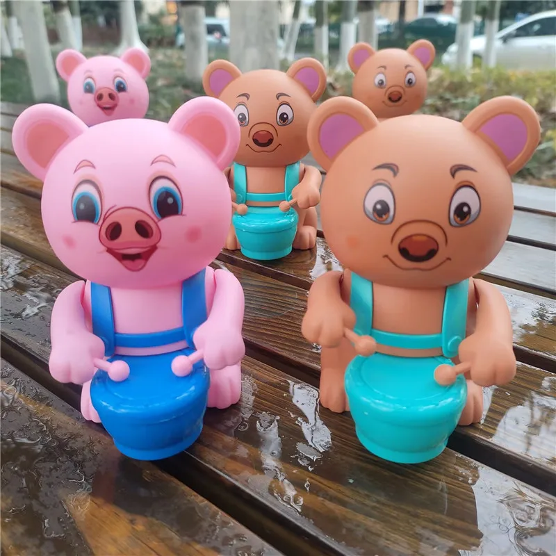 

Children's Puzzle Toys Cartoon Cute Wind-up Drumming Bear Pig Toys Classic Nostalgia Toys Creative Funny Clockwork Toys