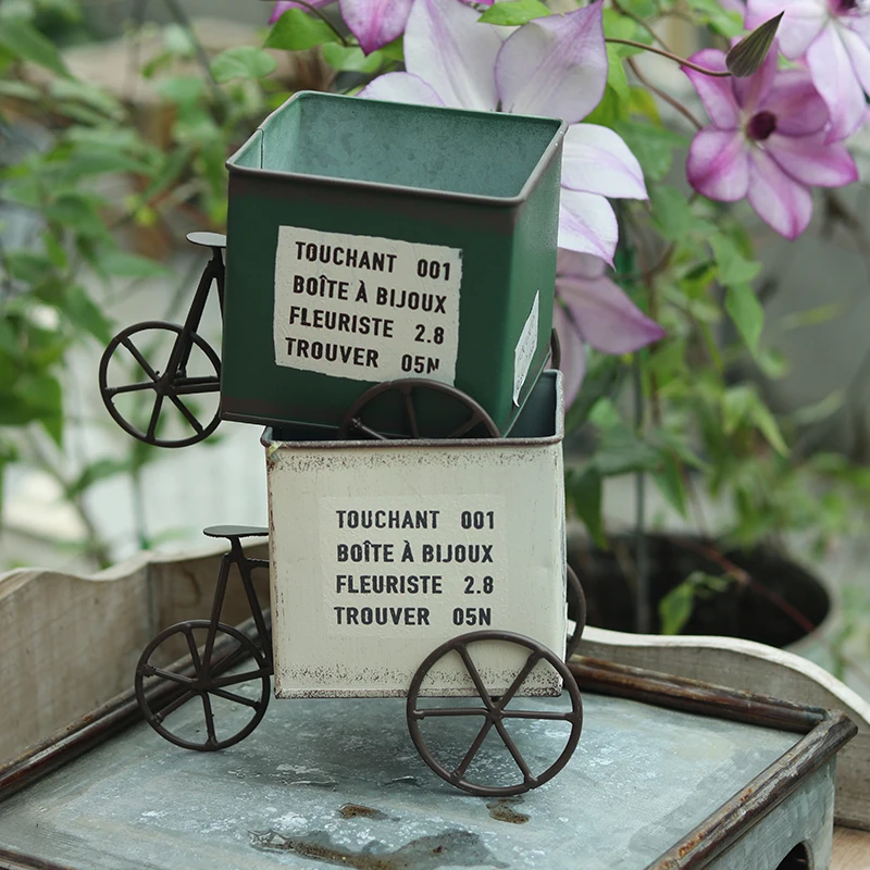 

Mini Cart Metal Vintage Retro Handcrafted Gardening Decor Flower Pot