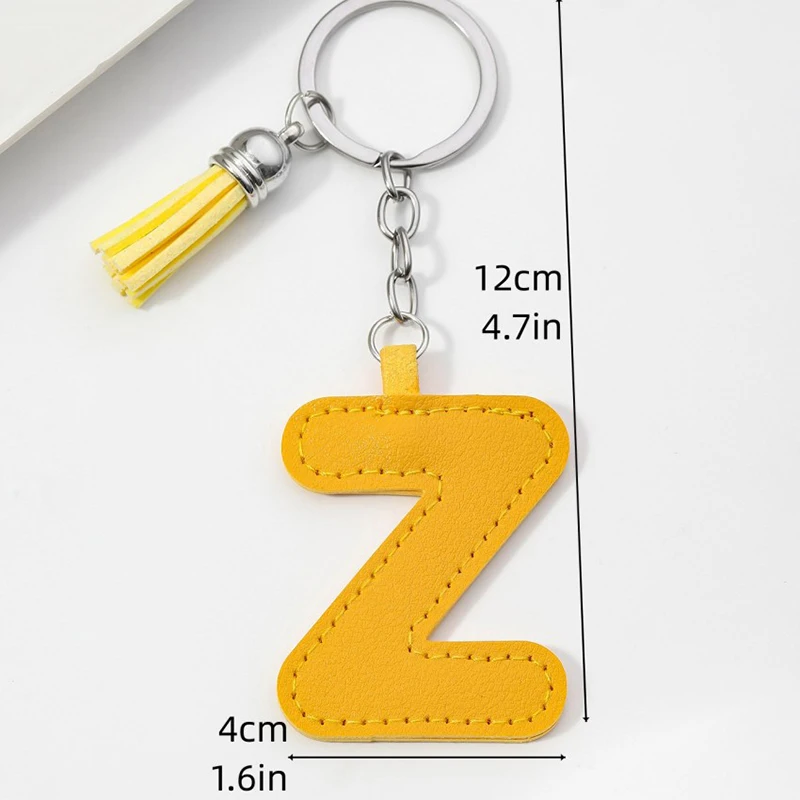 Creative Colored 26 Letter Keychain Leather Tassel Keychain Pendant Cute Bag Charm Backpack Decoration Accessories Gifts