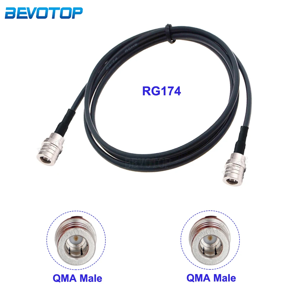 

RG174 Cable QMA Male to QMA Male Straight/Right Angle Connector 50Ohm Low Loss RG-174 RF Coaxial Extension Jumper Pigtail Cord