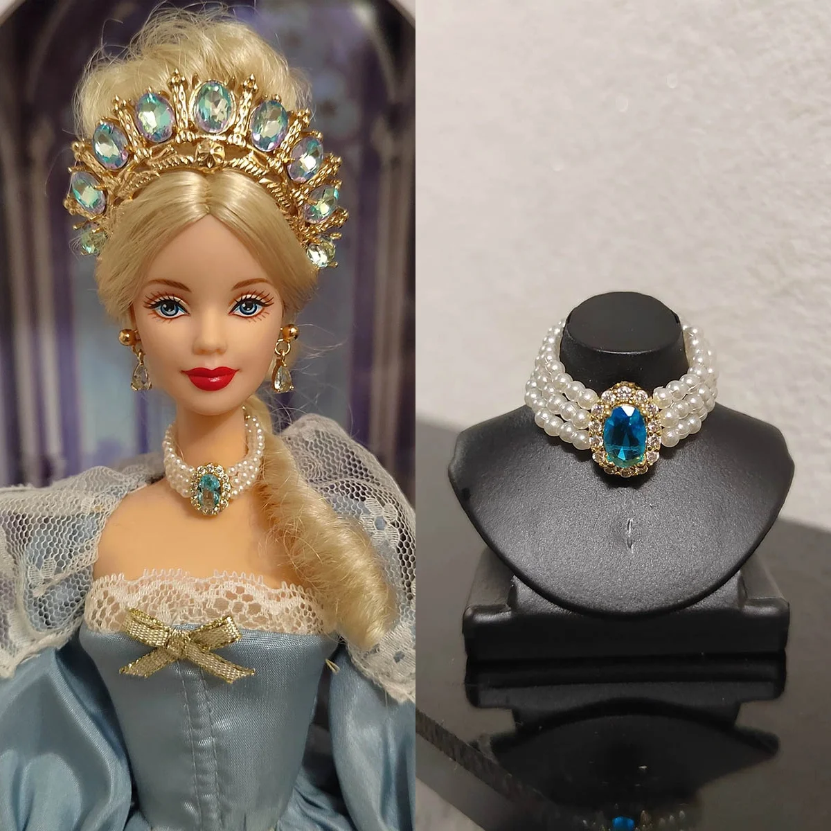 

1/6 Supermodel Doll Jewellery Accessories Vintage Three-layer Pearl Luxury Diamond Necklace 30cm Princess Doll DIY Dress Up