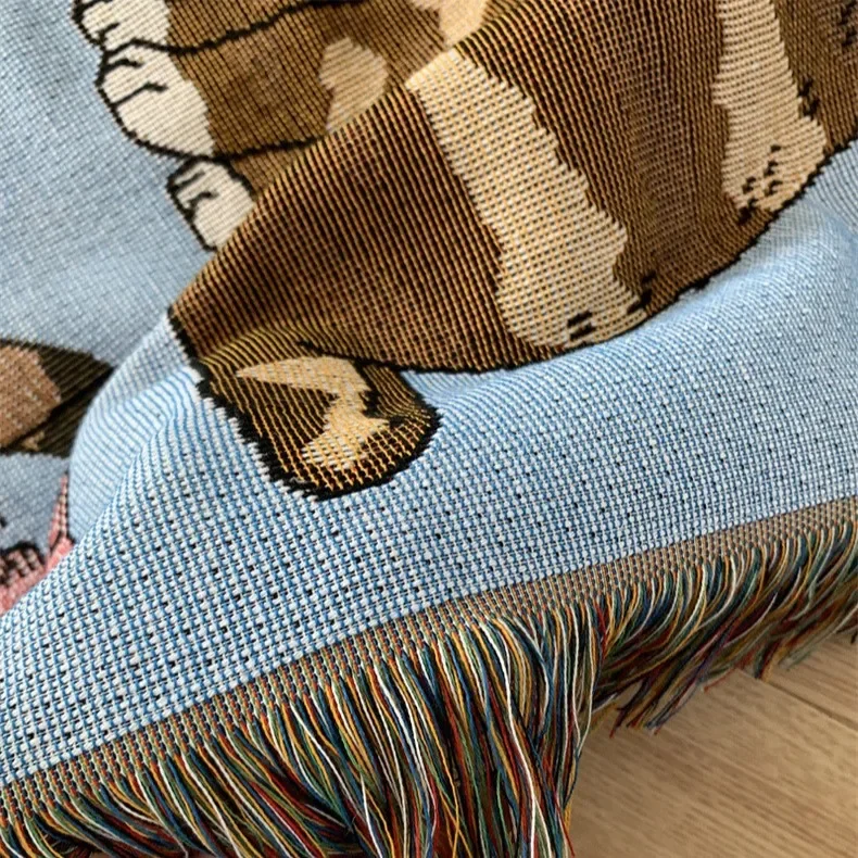New Cartoon Blanket Sofa Cover Cute Cats Dog Animal Camping Blanket Bed Cover Picnic Mat Home Decoration Aesthetic Tapestry