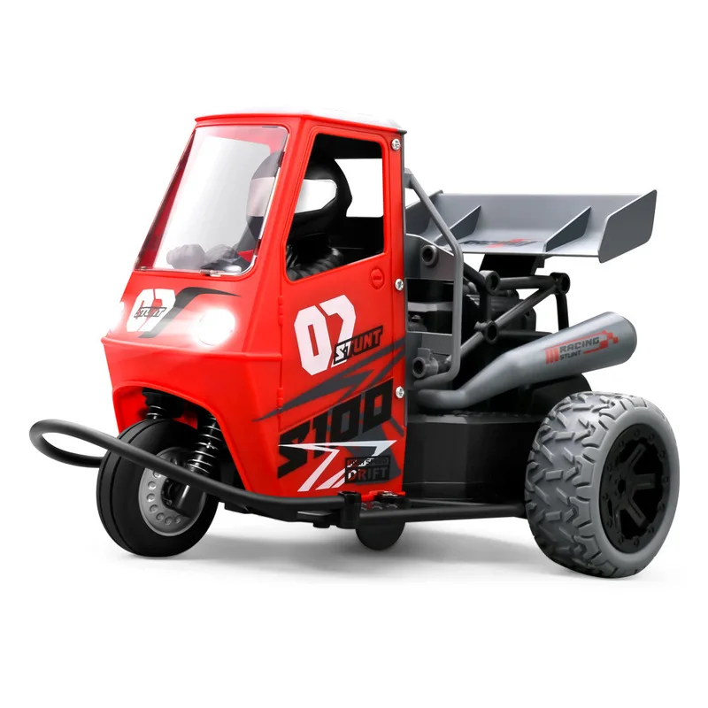 Electric Remote Control Stunt Drift Racing Car Model 1/16 Scale Three-Wheel Design with LED Lights 25km/H Speed