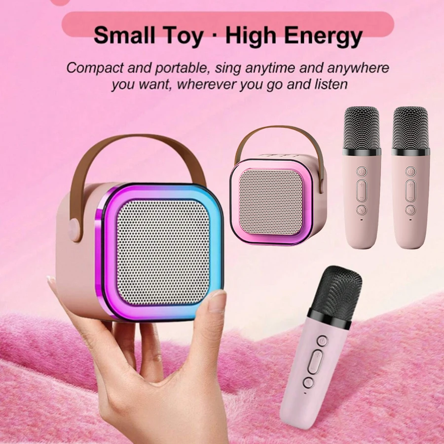 Double microphone small speaker funny voice changing toy handheld portable speaker living room party interactive game karaoke to