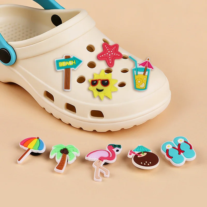 20pcs Hawaiian Beach Theme Shoe Charms Decoration Flamingo Coconut Tree PVC DIY Shoe Bracelets Accessories Summer Birthday Gifts - view 5